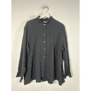 Habitat Womens Black Crinkle Textured Button Front Swing Jacket XL Lightweight